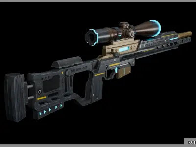 KRG chassis whiskey sniper rifle with 2 skins Game Ready Asset 3D model