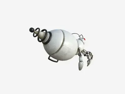 Cute Robot E03 White Dirt - SciFi Character Design Low-poly 3D model
