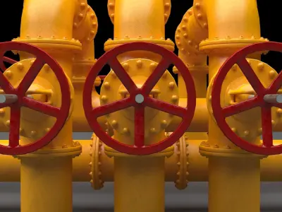PBR Industrial Pipes Large Low-poly 3D model