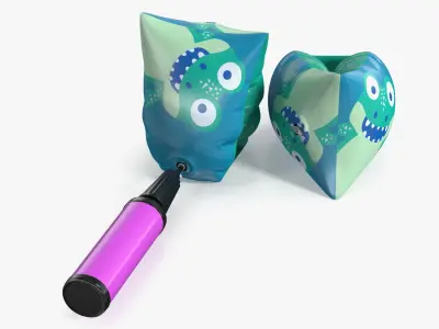 Toddler Float Armbands Set with Manual Pump 3D model