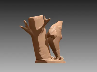 Metapod against tree Pokemon OBJ STL 3D print model