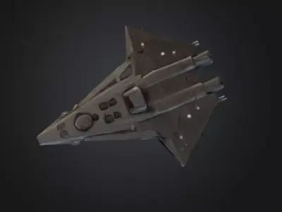 Monolithic Flagship Warship SciFi Space Game Asset Low-poly 3D model