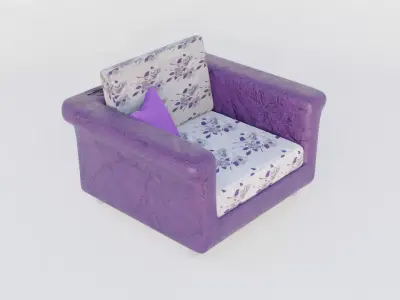 Single Sofa-Game Ready PBR Free low-poly 3D model
