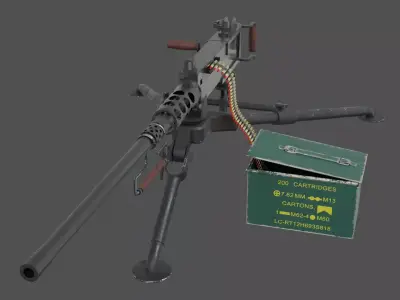 browning m2 machine gun pbr Low-poly 3D model