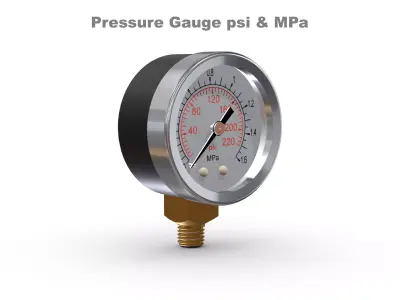 Pressure Gauge psi and MPa 3D model