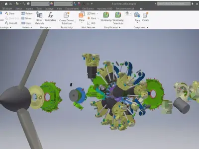 9 cylinder radial engine 3d model 3D model