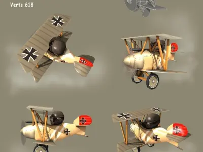 Low Poly WW1 Cartoon Planes 3D Model Collection