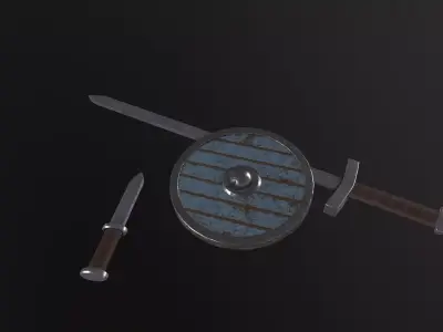Viking Weapons 3D Model Low-poly 3D model