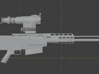 AS50 sniper gun Low-poly 3D model