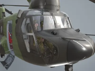 CH-47 Chinook RCAF Complex Animation Low-poly 3D model