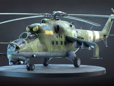 Mi-24 Helicopter Low-Poly Low-poly 3D model