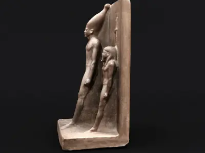 Egyptian King Menkaure With Hathor and Theban God 3D model