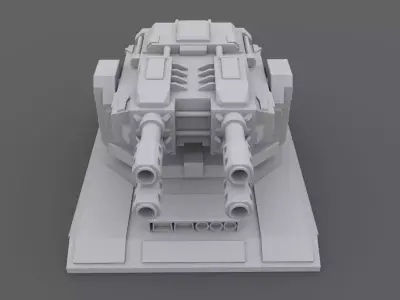 LaserTurret machine gun Low-poly 3D model