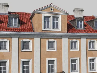 Classic building facade 02 Low-poly 3D model