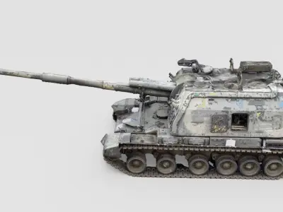 Destroyed 2S19 Msta 152 mm self-propelled howitzer M1990  3D model get