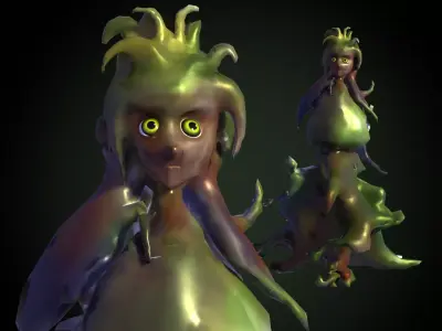 fantasy nature girl figure Low-poly 3D model