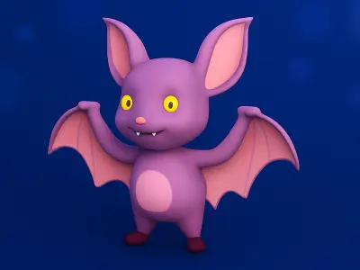 Cartoon Bat Cute  Low-poly 3D model
