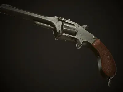 Revolver Saxon Reichsrevolver M1873 Low-poly 3D model