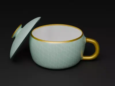 3D Ceramic Bowl with Geometric Pattern for Visualization 3D model