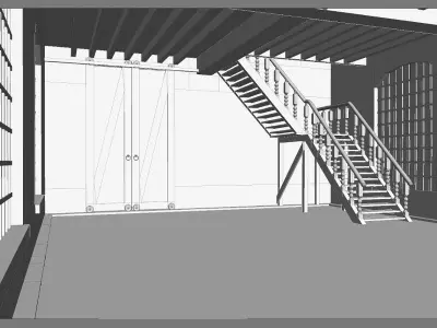  Timber Brick Warehouse 3D model