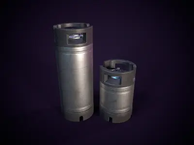 Steel Beer Keg Set - PBR Game Ready - Low-poly 3D model