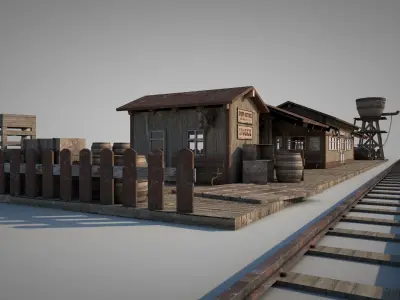El Paso City Vintage Western Train Station 3D model