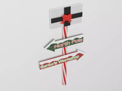 Christmas Outdoor Sign Post Low-poly 3D model