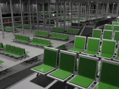 Airport Interior Low-poly 3D model