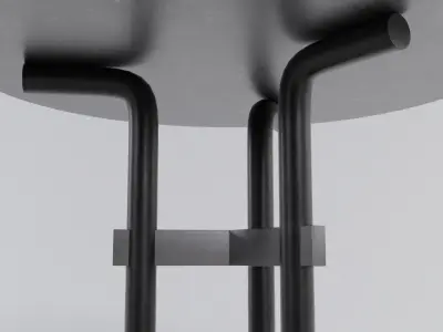 Simple Steel Round Table Free low-poly 3D model
