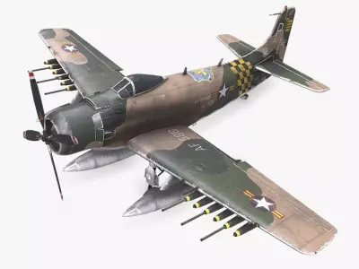 Douglas A-1 Skyraider Low-poly PBR Low-poly 3D model