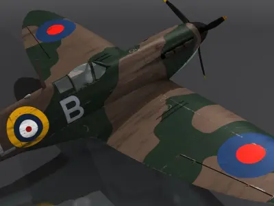 SPITFIRE MK IA 54th Squadron Low-poly 3D model