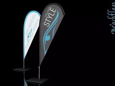 Beachflag two feather flags 3D model