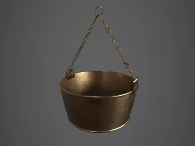 Medieval Cauldron - Hanging Low-poly 3D model