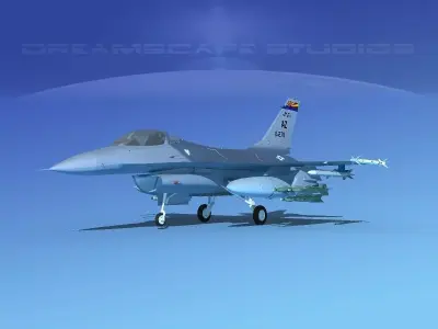 Gen Dyn F-16A Falcon V02 USAF 3D model