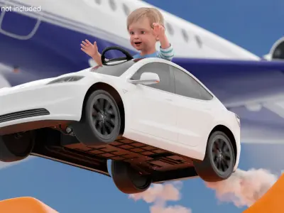 Luxury Kids Ride-On Tesla Inspired White 3D model