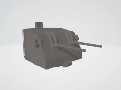 US AMERICAN 127MM TWIN AA ANTI AIRCRAFT GUN  Low-poly 3D model