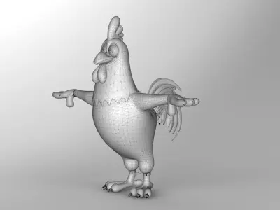 White Rooster Low and High Poly Low-poly 3D model