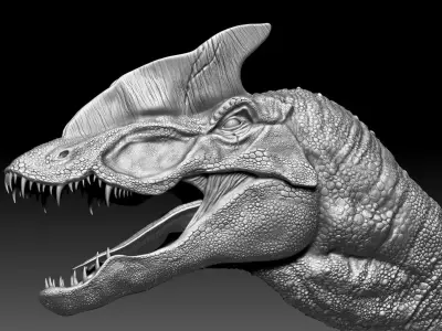 Dinosaur Hybrid Dilophosaurus Sculpt Project 3D model