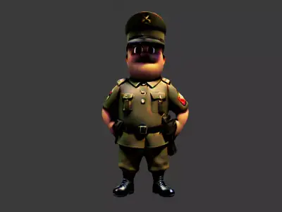 World War II Fat Soldier Low-poly 3D model