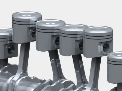 6 cylinder engine 3D model