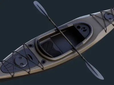 Low Poly PBR Kayak Low-poly 3D model