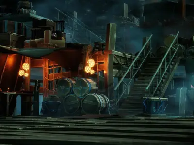 Stylized Pirate Port City Modular Low-poly 3D model