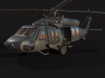 Low Poly PBR Medium Lift Utility Helicopter Low-poly 3D model