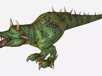 Green Lizard Dragon Animal Game MMO RPG Character Low-poly 3D model