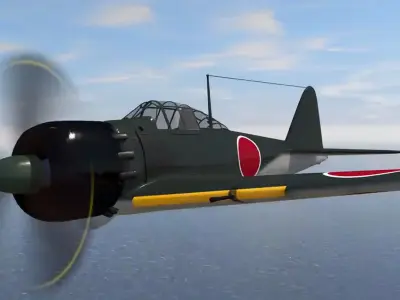 A6M5 Japanese Zero WWII Fighter -PBR UE4- Low-poly 3D model