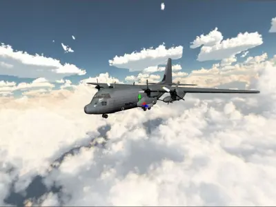 AC-130 military plane flying in sky 3D model