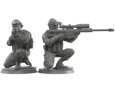 Sniper squad 28 - 40 mm scale 3D print model