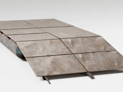 Old metal army floating bridge pontoons da1 Low-poly 3D model