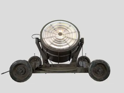 Searchlight wwii light projector Low-poly 3D model