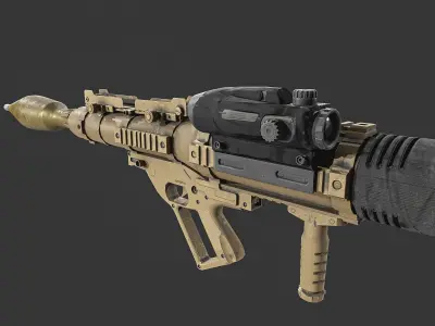 GS-777 Rocket Launcher With Ammunition Low-poly 3D model